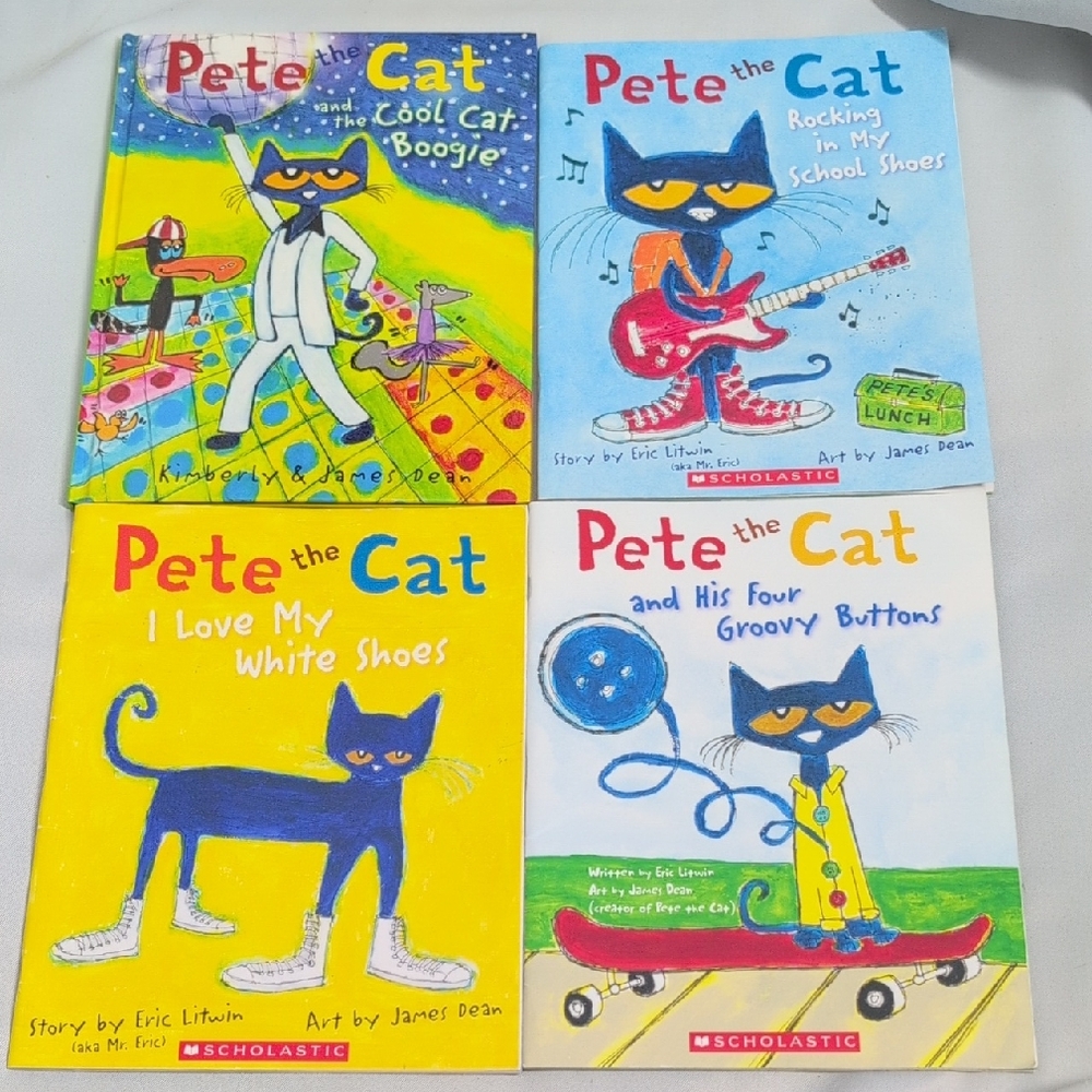 Scholastic Pete the Cat Set - Blue, Yellow, Red Covers